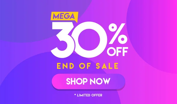 Percent Mega Discount Sale Colorful Minimal Gradient Blue Pink Vector — Stock Vector