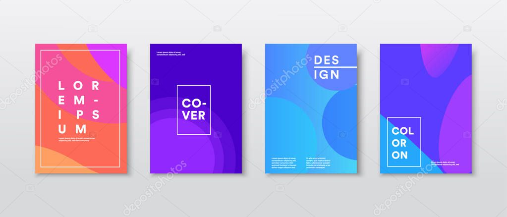 Cover design template set with modern abstract geometric color lines in gradient style on background for decoration presentation, brochure, catalog, poster, book, magazines 