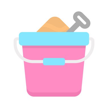 Plaj kum kovası simgesi. Web için Tropikal Yaz temasıdüz illüstrasyon renkli vektör izole simgeler