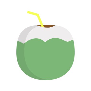 İhale hindistan cevizi suyu simgesi. Web için Tropikal Yaz temasıdüz illüstrasyon renkli vektör izole simgeler