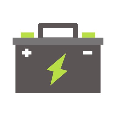 Yeşil enerji pil kaynak simgesi. Düz illüstrasyon renkli vektör izole simgeler Eko temiz yeşil enerji Web için