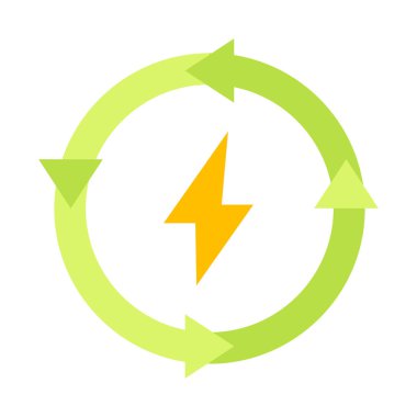 Yeşil enerji geri dönüşüm simgesi. Düz illüstrasyon renkli vektör izole simgeler Eko temiz yeşil enerji Web için