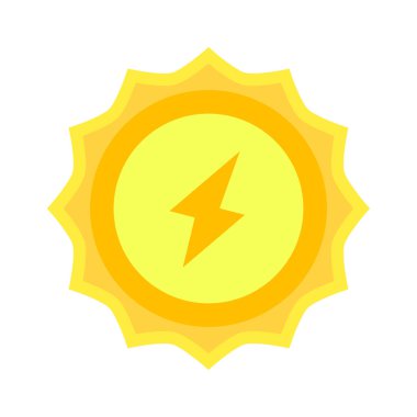 Yeşil enerji güneş güneş enerjisi simgesi. Düz illüstrasyon renkli vektör izole simgeler Eko temiz yeşil enerji Web için