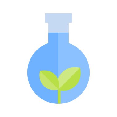 Bitki Laboratuvarı test simgesi. Düz illüstrasyon renkli vektör izole simgeler Eko temiz yeşil enerji Web için