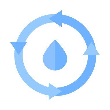  Su enerjisi geri dönüşüm simgesi. Düz illüstrasyon renkli vektör izole simgeler Eko temiz yeşil enerji Web için