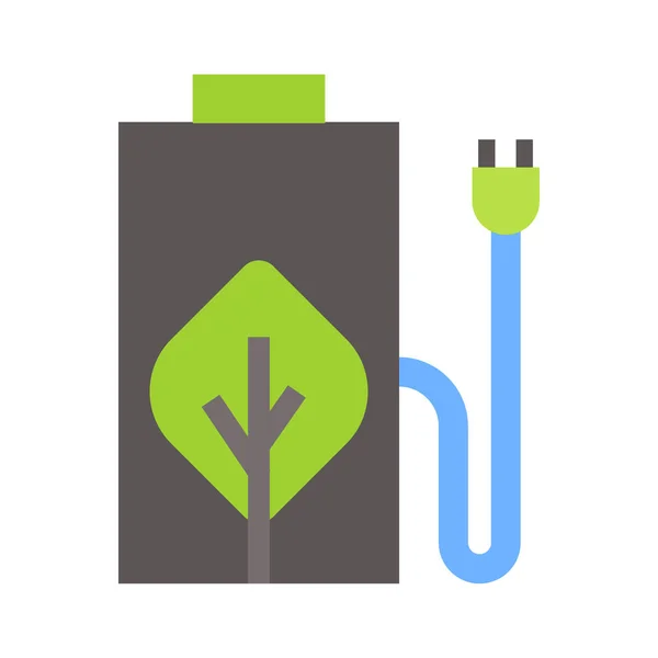 清洁电池能量图标 平面插图彩色矢量分离图标的生态清洁绿色能源为网络 — 图库矢量图片