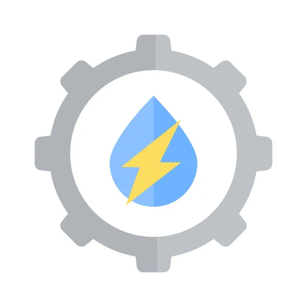 Vodní Energetická Ikona Mechanické Zařízení Průmyslové Zařízení Plochý Ilustrace Barevný — Stockový vektor