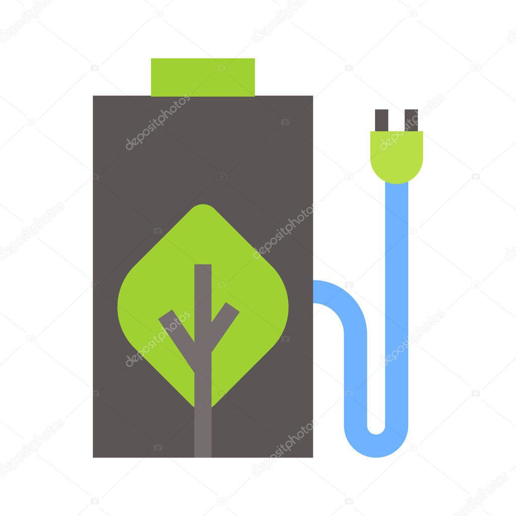 Clean battery energy icon. Flat illustration colored vector isolated icons of Eco Clean Green Energy for web