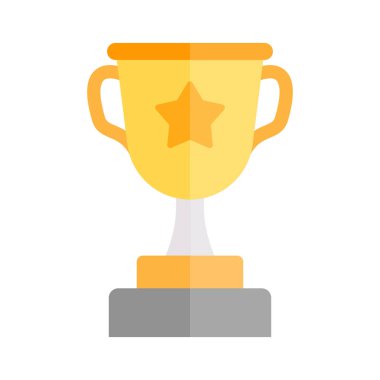 Altın yıldız kazananlar Kupası Ödülü simgesi. Ödül Madalyası hediye simgeleri düz illüstrasyon renkli vektör izole simgeler