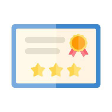 Kazanan yıldız sertifikası simgesi. Ödül Madalyası hediye simgeleri düz illüstrasyon renkli vektör izole simgeler