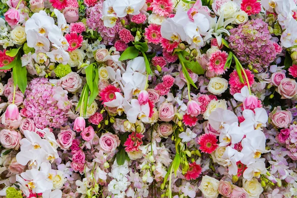 Mooie Bloemen Achtergrond Voor Bruiloft Scène Decoratie — Stockfoto