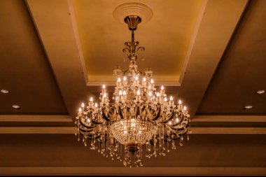 elegant crystal chandelier in hotel clipart