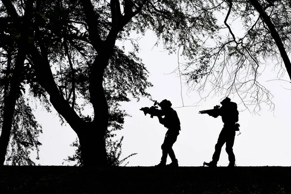 Sombra Soldado Ejército Infantes Marina Equipo Operaciones Militares —  Fotos de Stock