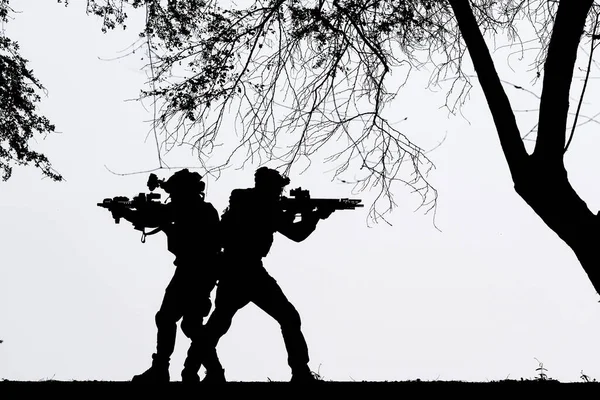 Sombra Soldado Ejército Infantes Marina Equipo Operaciones Militares — Foto de Stock