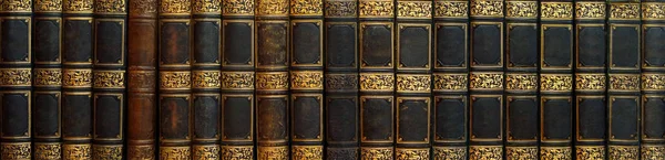 Panorama Antique Books Shelf — Stock Photo, Image