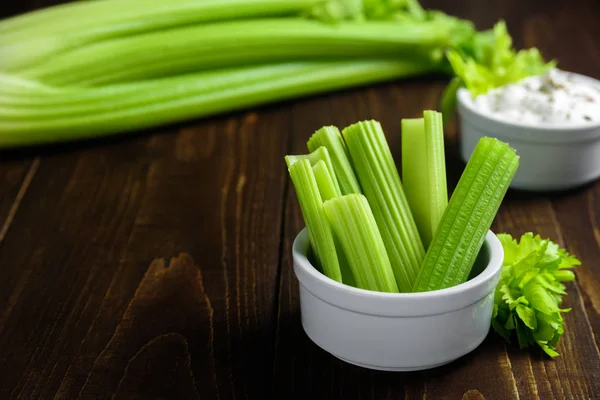 Celery sticks with sauce