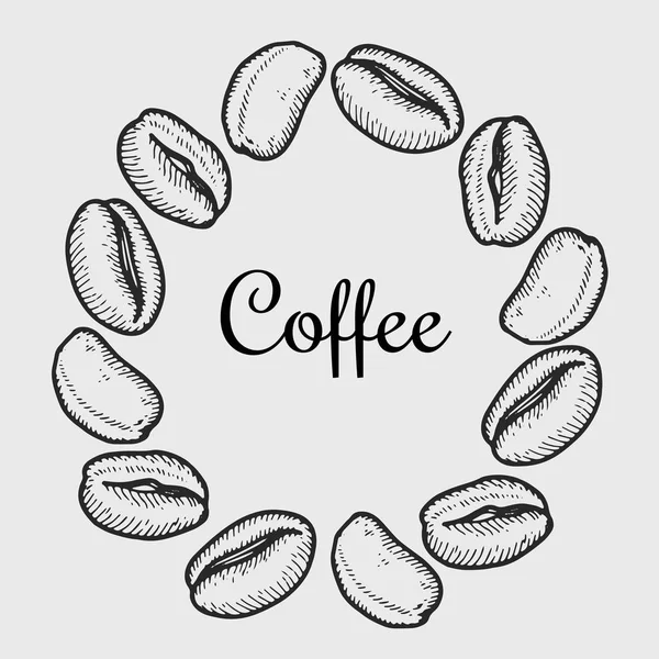 Vektor Věnec Coffee Bean Bílém Pozadí Vintage Ručně Kreslenou Bages — Stockový vektor