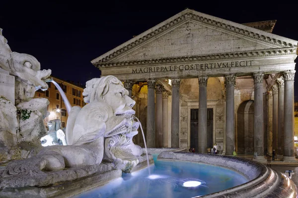 Primer Piso Fuente Fondo Fachada Del Panteón Roma Con Sus — Foto de Stock