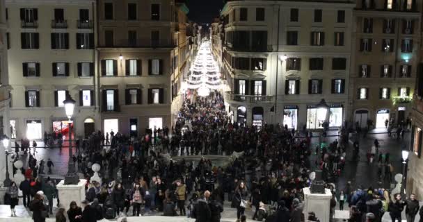 Roma Italia Diciembre 2018 Piazza Spagna Tomada Los Pasos Trinit — Vídeo de stock