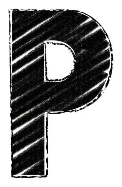 Grafik mektup brushstroke tarzı ile. Mektup P. Freehand çizilmiş mektup tebeşir ve kömür tarzı.