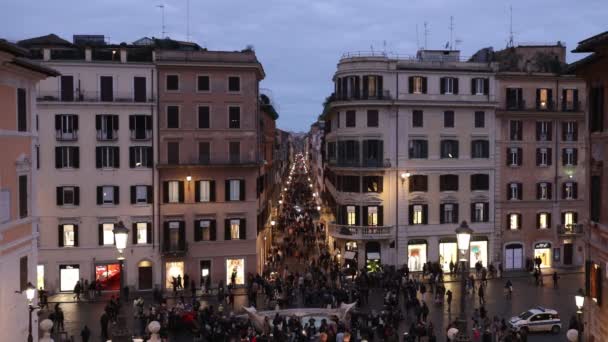 Roma Itália Março 2019 Multidão Piazza Spagna Fotos Noturnas Com — Vídeo de Stock