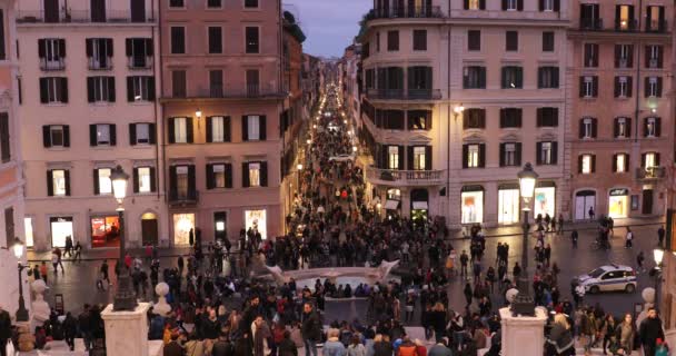 Roma Itália Março 2019 Multidão Piazza Spagna Fotos Noturnas Com — Vídeo de Stock