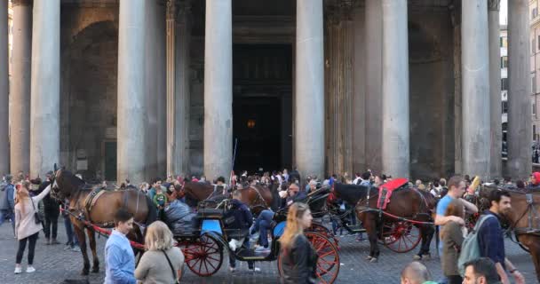 Roma Italia Marzo 2019 Fachada Del Panteón Columnata Vista Desde — Vídeos de Stock