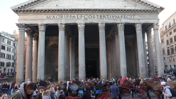 Roma Italia Marzo 2019 Fachada Del Panteón Columnata Vista Desde — Vídeos de Stock