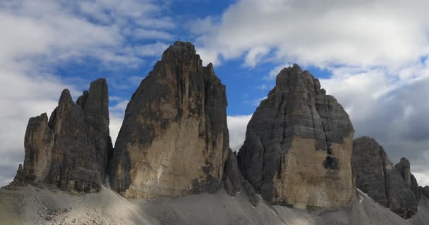 Three Peaks Lavaredo South Tyrol Symbol Dolomites True Landscape Highlight — Stock Video