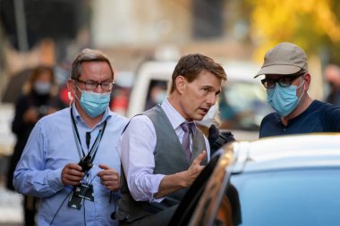Roma, İtalya - 9 Ekim 2020: Aktör Tom Cruise yeni aksiyon filmi 