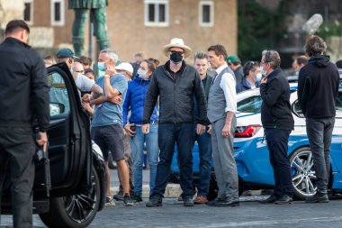 Roma, İtalya - 13 Ekim 2020: Aktör Tom Cruise yeni aksiyon filmi 
