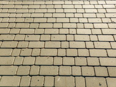 Bir sürü küçük kareli tuğla kaldırıma yakın çekim..