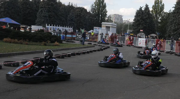 Nationell Final Tävlingen Hela Ukraina Bland Karting Entusiaster Kiev Oktober — Stockfoto