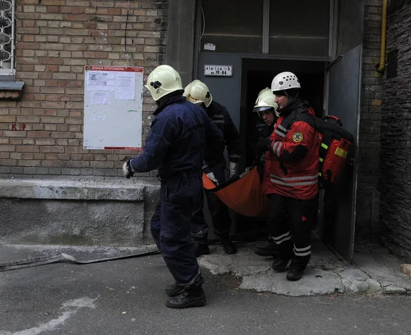 Команда Співробітників Вправи Органів Контролю Цивільного Захисту Військ Дії Під — стокове фото