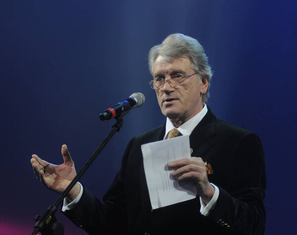Former Ukrainian President Viktor Yushchenko during the opening of the 46th Kiev International Film Festival "Molodist" in Kiev, October 22, 2016.