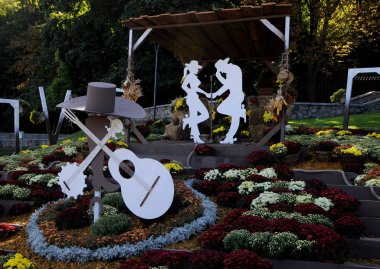 7 Ekim 2018 krizantem Kiev, şarkı Field'da sergisinde çiçek aranjmanı