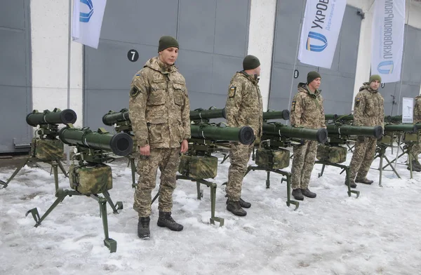 Soldados Están Sistema Misiles Antitanque Corsair Atgm Durante Ceremonia Transferencia — Foto de Stock