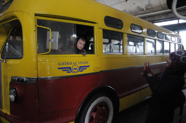 Retro Bus at the exhibition and restoration center "Kyivpastrans", December 17, 2016.