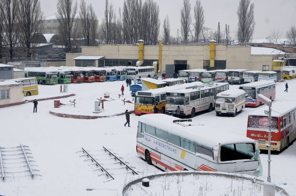 Buses on Exhibition and restoration center "Busesi Kievpostrans", December 17, 2016.