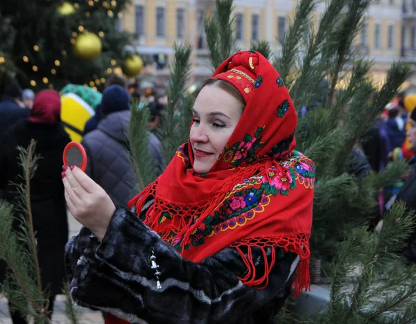 Participantes Procissão Natal Com Estrelas Kiev Janeiro 2018 Este Dia — Fotografia de Stock