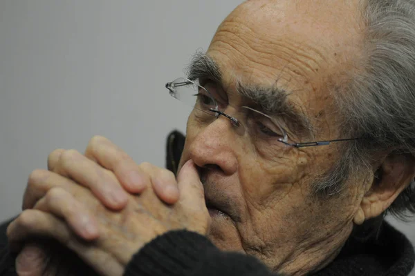 Compositor Pianista Arranjador Maestro Cantor Francês Michel Legrand Durante Coletiva — Fotografia de Stock