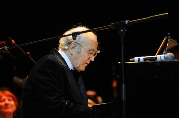 Composer, arranger, pianist and conductor Michel Legrand during a concert in Kiev, December 14, 2015