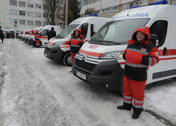 Transfer of new modern cars of emergency (ambulance) medical care to medical institutions of the capital, in Kiev, February 14, 2017