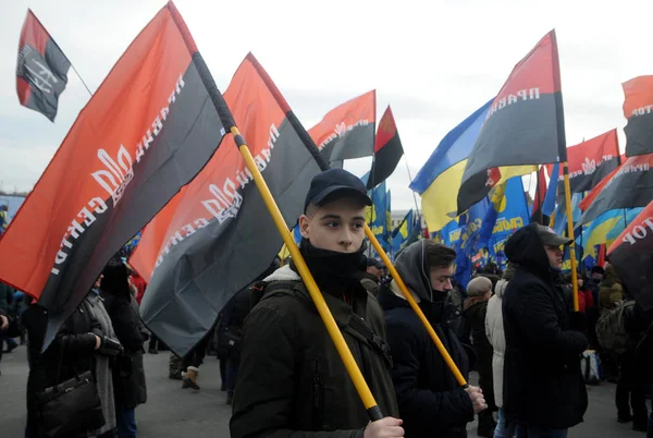 Uczestnicy Dnia Godności Dla Uczciwych Wyborów Placu Niepodległości Kijowie Lutego — Zdjęcie stockowe
