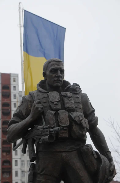 Monument Till Soldat Volontären Kiev Mars 2018 — Stockfoto