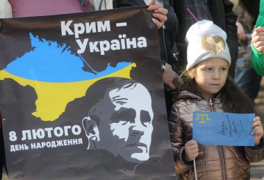 Dayanışma eylemi gelmeleriyle Kırım'da, Kiev, Shevchenko Park sakinleri ile 9 Mart 2019