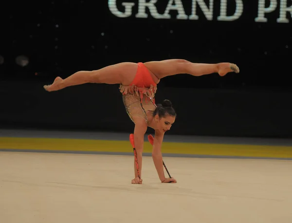 Gymnasta Catherine Teseva Bulharsko Provádí Během Mezinárodních Soutěží Rytmické Gymnastice — Stock fotografie