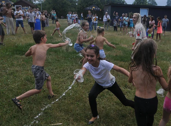 Pessoas Durante Batalha Pela Água Feofaniya Kiev Julho 2019 — Fotografia de Stock