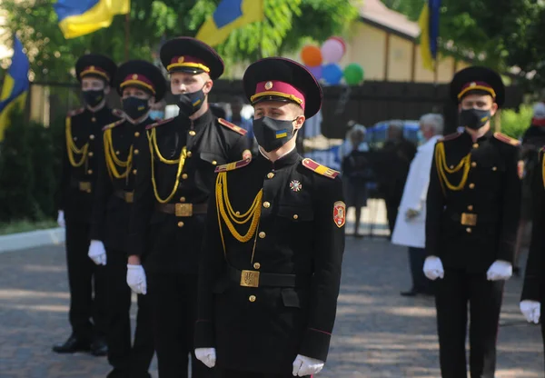 Graduação Liceu Internato Cadete Corpo Com Treinamento Físico Militar Aprimorado — Fotografia de Stock