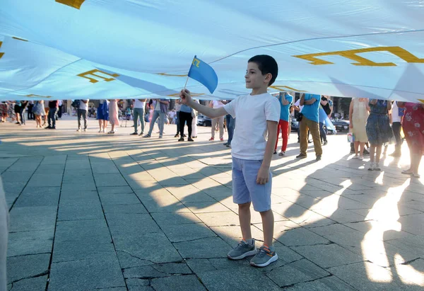 Uroczysta Procesja Dzień Tatrzańskiej Flagi Krymskiej Kijów Czerwca 2020 — Zdjęcie stockowe
